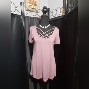 Women's Plum Mauve Crisscross Top Size Small Flare Out Bottom Boho